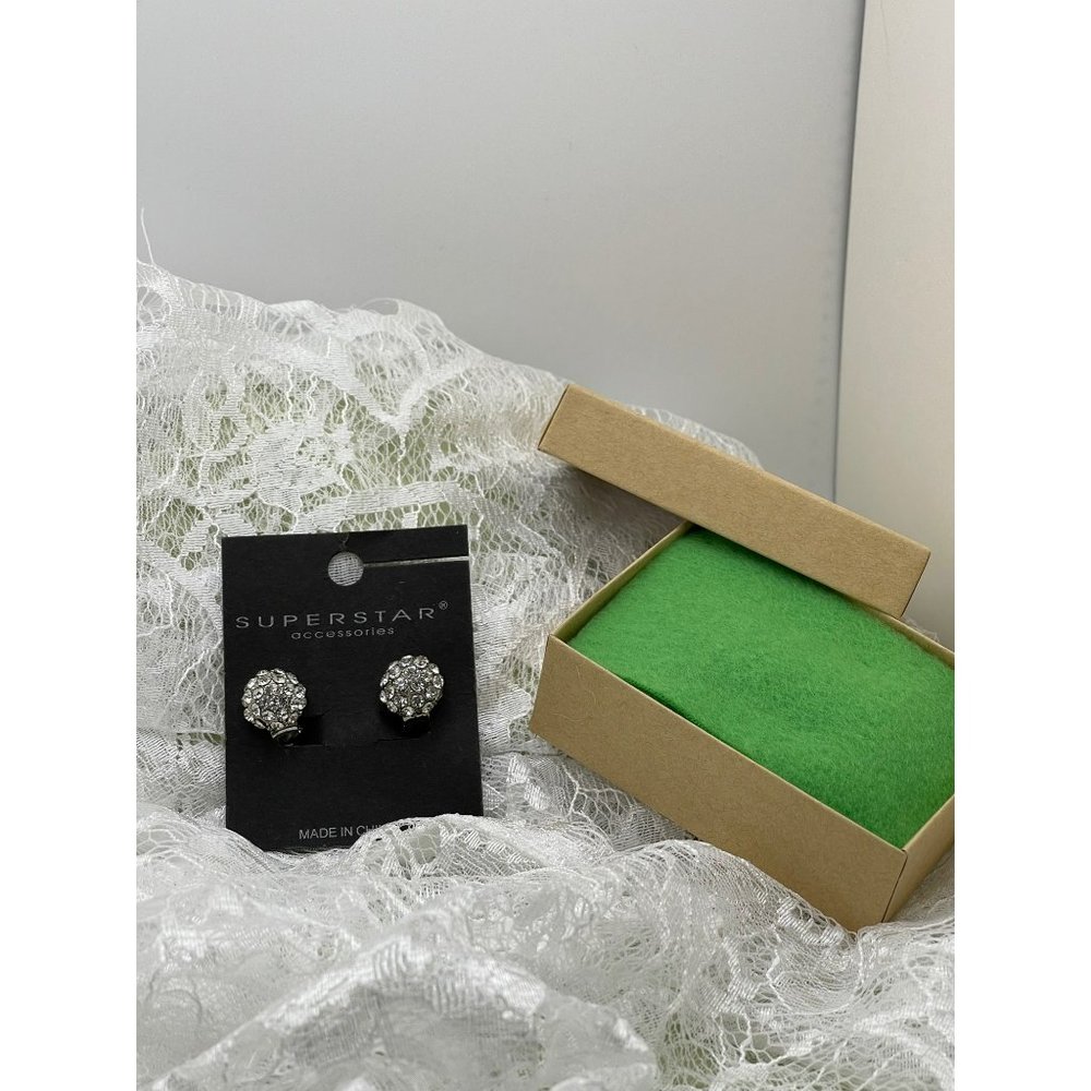Superstar Round Sphere Rhinestone Clip Earrings
